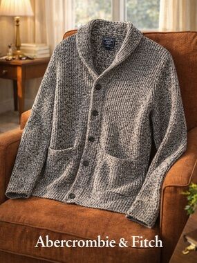 Abercrombie & Fitch Marled Knit Shawl Collar Button Cardigan Size M